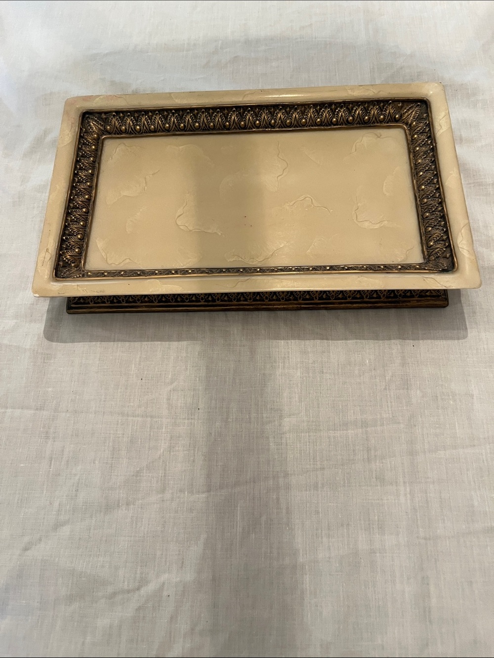 Hamilton Cream and Gold Rectangular Vanity Tray